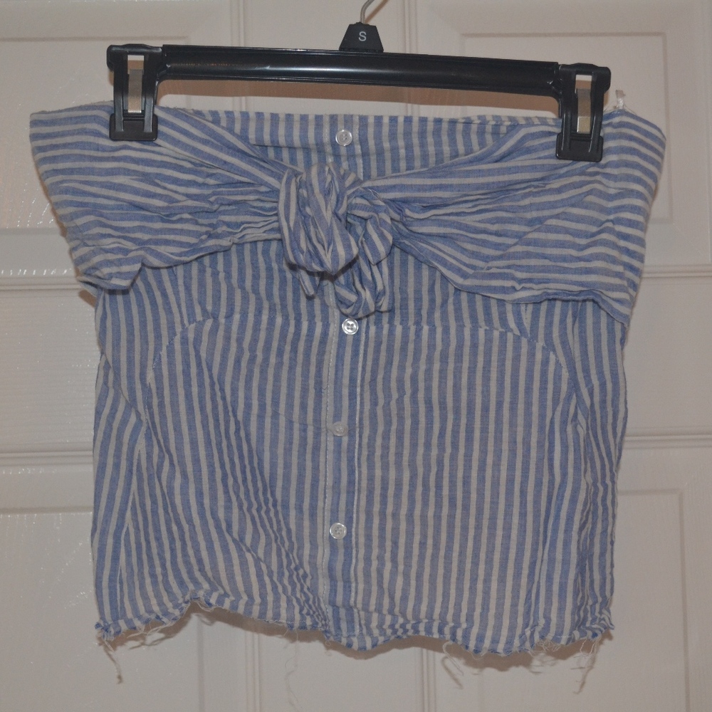 Cotton Candy LA Striped Strapless Button Top